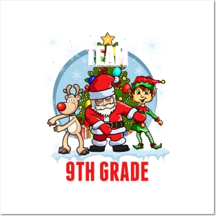 Team 9TH GRADE Santa Elf Reindeer Flossing Kids Christmas Posters and Art